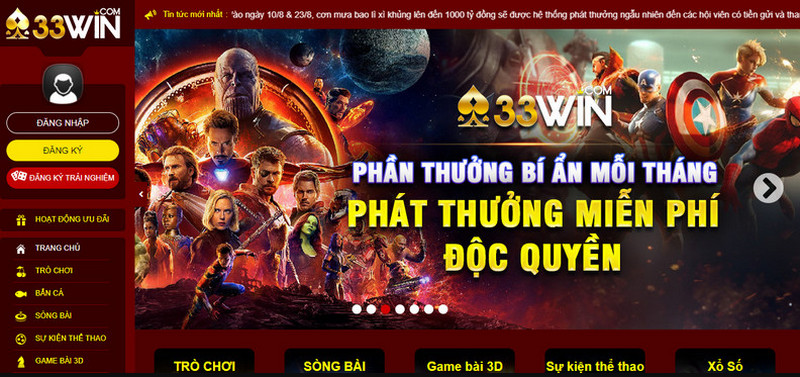 Nhà cái 33Win chính là địa chỉ casino trực tuyến đẳng cấp bet thủ không nên bỏ lỡ, tham gia chơi game mang về tiền thưởng hấp dẫn.